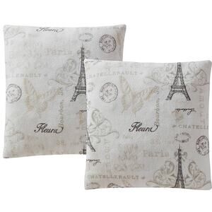 BIRCH TRAIL Bedding Paris Amour Plush Pillows 18" Decorative 2-Pack Taupe New
